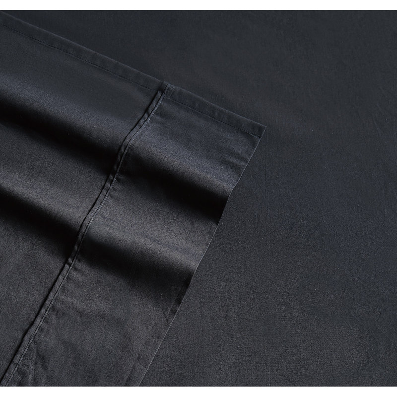 100% Cotton Standard Sheet Set, Black, Queen Sheet Set with 2 Pillowcases
