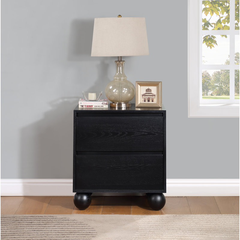 Rosalba 24'' W Solid Wood Nightstand, Black