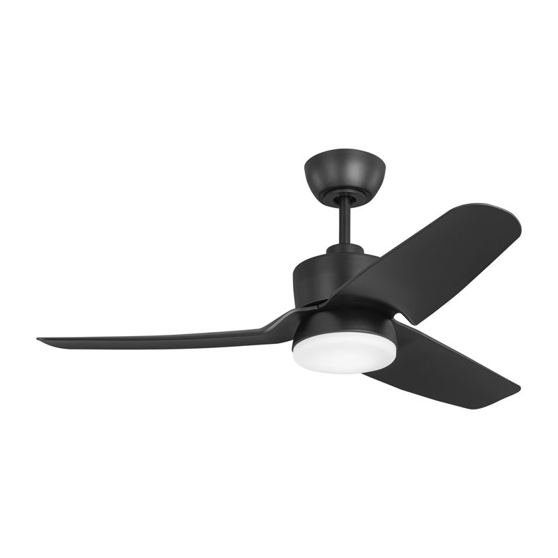Heredia Indoor Ceiling Fan with Threaded Downrod, Midnight Black ABS blades and Handheld Remote