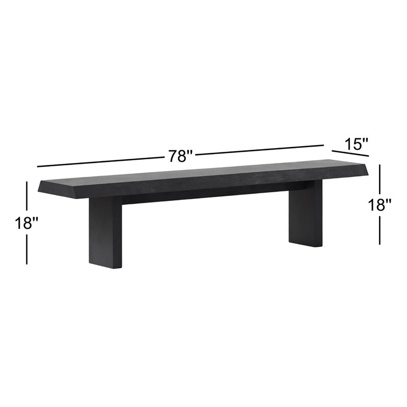 Brooks Bench, 18" H x 78" W x 15" D, Ebonized