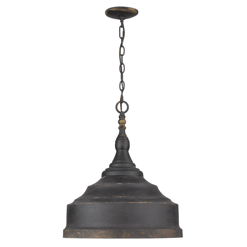 Claudette 3 - Light Shaded Pendant, Antique Black Iron
