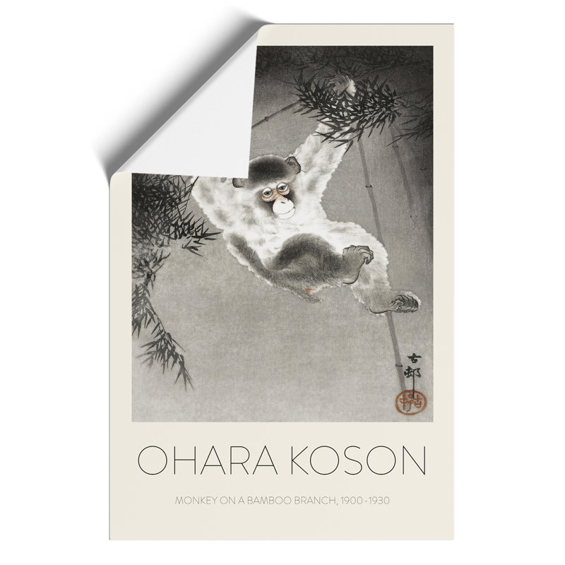 Monkey On A Bamboo Branch by Ohara Koson - No Frame Print, 42cm H x 30cm W x 0.1cm D