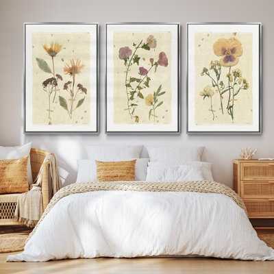 " Iridescent Blue Poppy I " 3 - Pieces