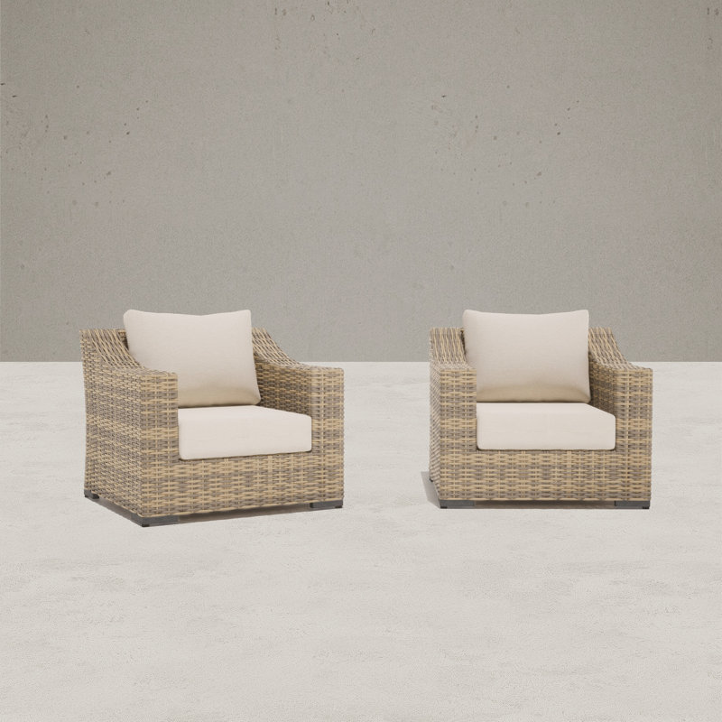 Chaise de patio avec coussins 2 pièces Eloisa, Crème, crème