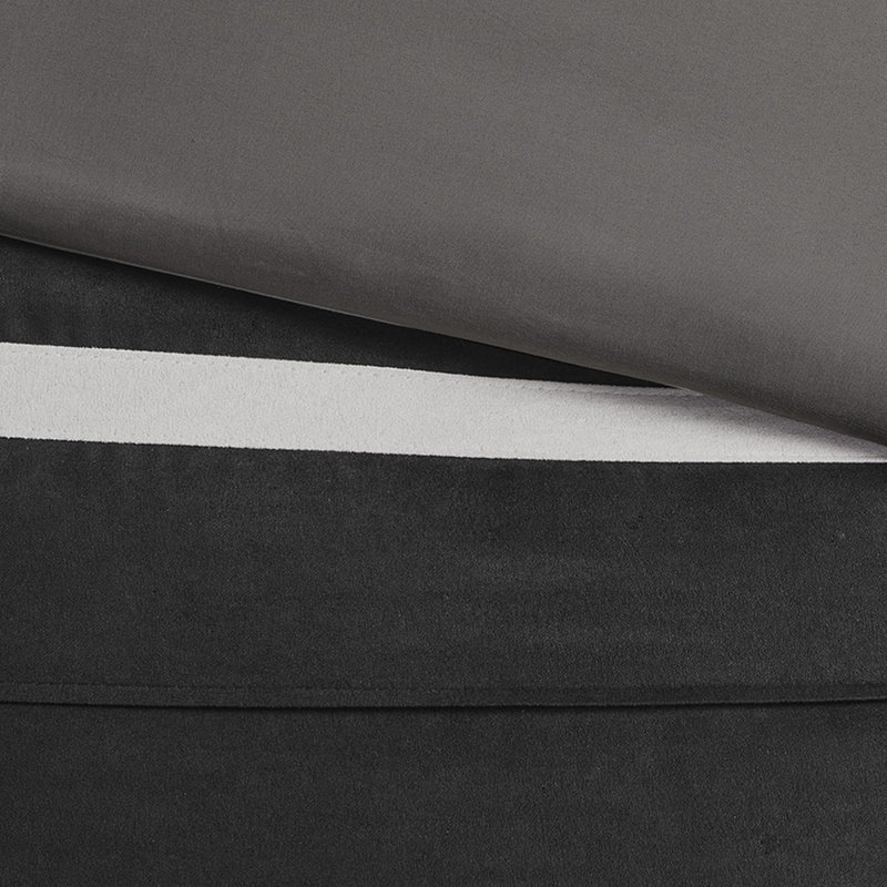 Édredon 7 pièces pour très grand lit - Faux suède noir avec jupe de lit moelleuse lavable à la machine