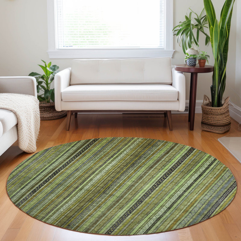Velatrix Green Washable Indoor-Outdoor Rug - LOOMLAN, 8' x 8'
