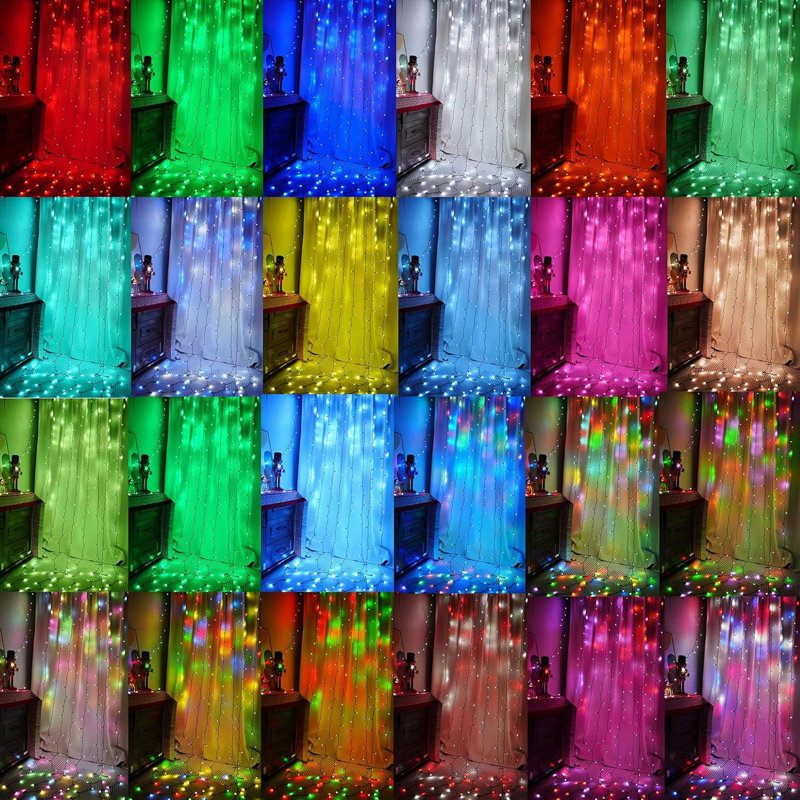 Bright 300 LED Curtain String Lights, Changing Christmas Fairy Lights For Bedroom With Remote & APP Control, Waterproof Smart Window Lights Party Wedding Garden Wall Decor