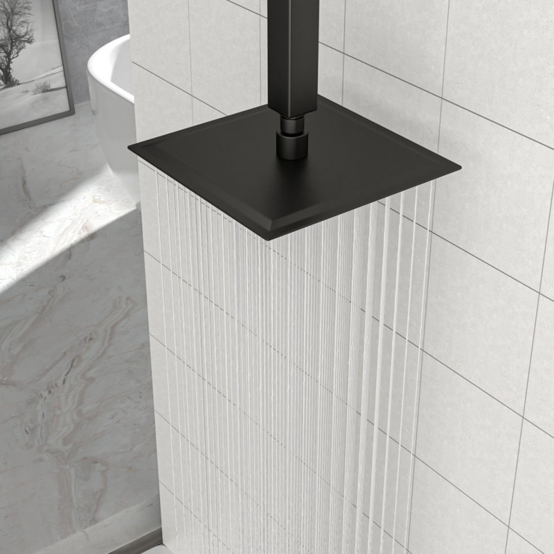 8" Square Rainfall Shower Head Wall/Ceiling Mounted Shower Head Stainless Steel Casted Shower Head, Matte Black