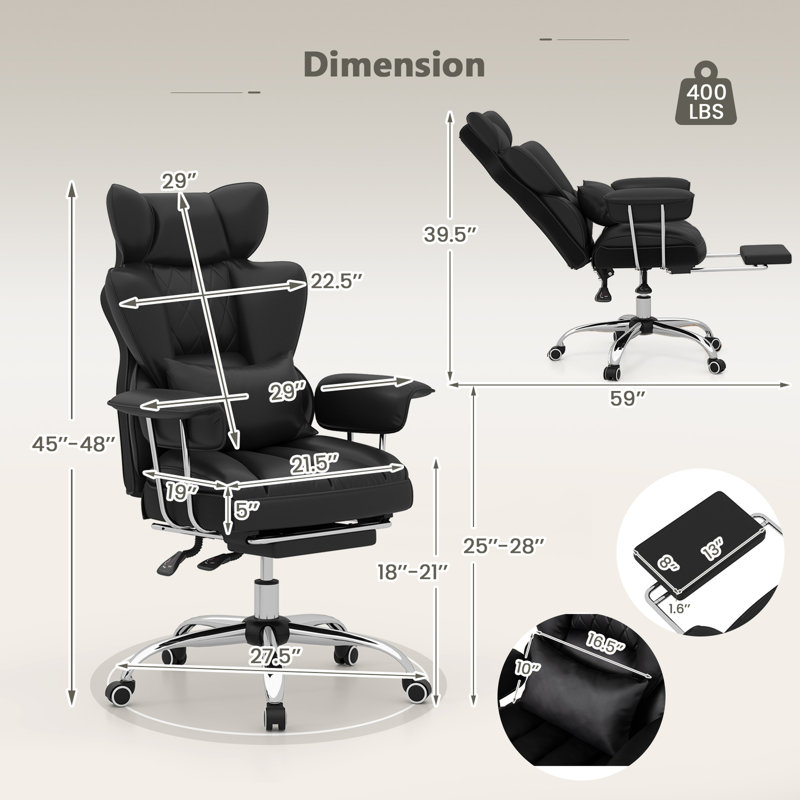 Chaise de bureau avec appui-tête Nobert, Noir