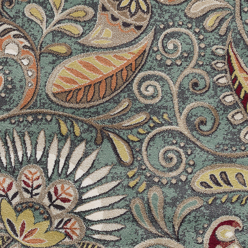 Tapis écume de mer et moka à motif floral Kasturi, Rectangle 6 pi 7 po x 9 pi 6 po