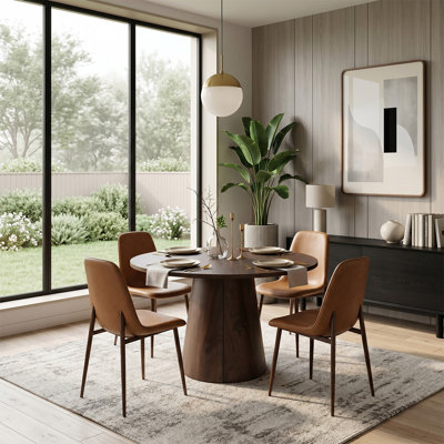 Table de salle à manger extensible pour 4 à 8 personnes avec chaises en similicuir