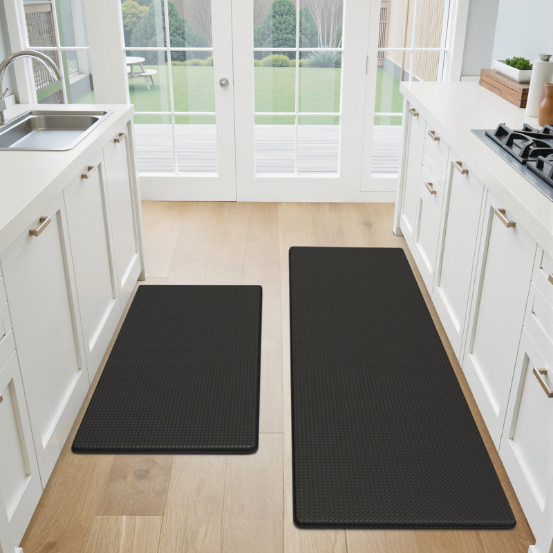 Tapis de cuisine antidérapants et antidérapants, Noir, Rectangle 17,3 po x 30 po + 17,3 po x 47 po