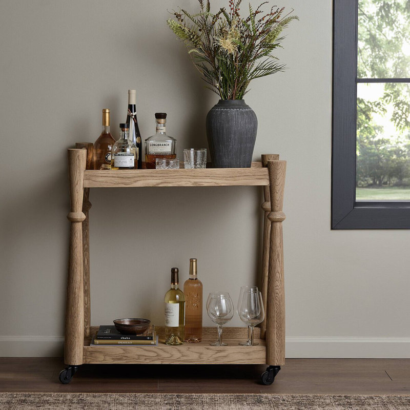 Chariot-bar en bois massif Clemensia