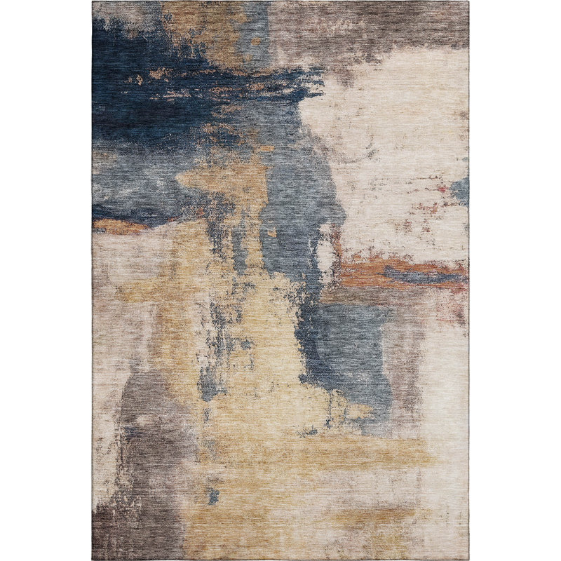 Tapis moderne lavable à la machine de qualité supérieure AMF1068, Rectangle 5 pi x 7 pi 6 po