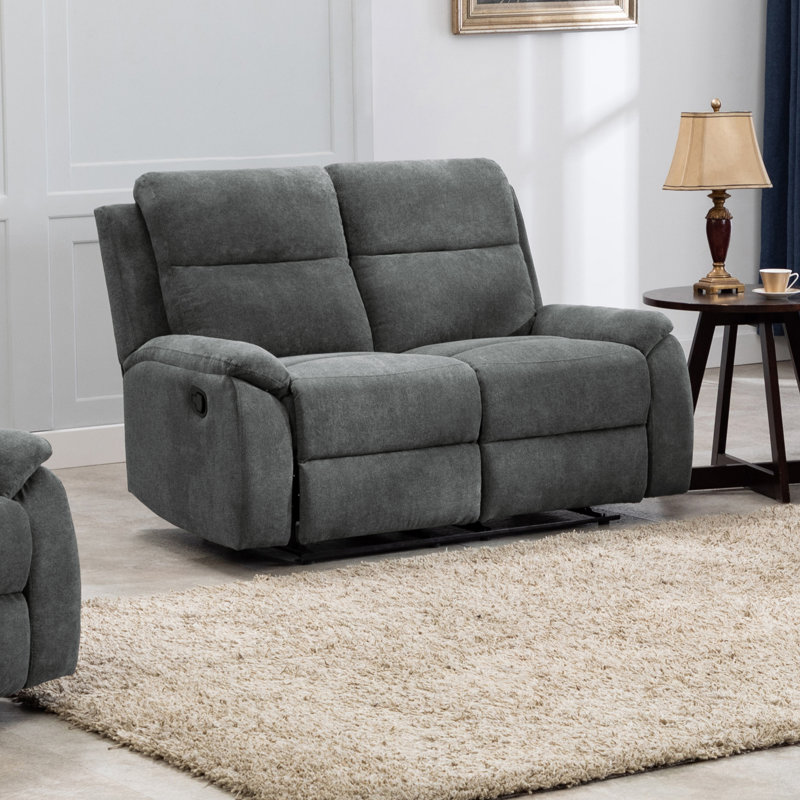 Abreanna Upholstered Reclining Loveseat, Gray