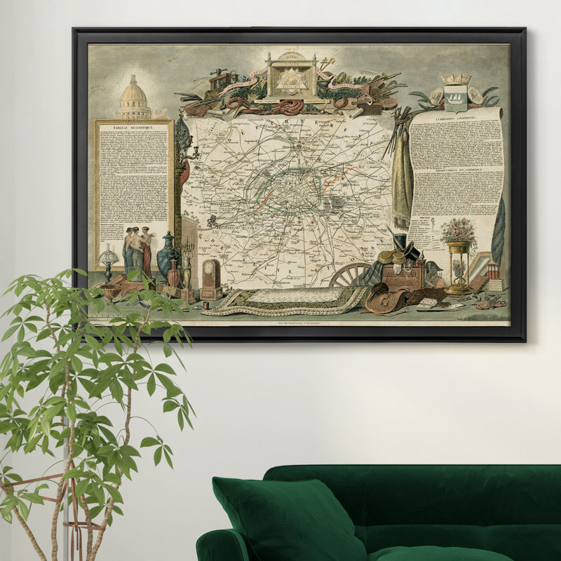 Atlas nationale illustre I-impression d’art graphique sur toile encadrée, H 22,5 po x l 30,5 po x P 1,5 po, Cadre noir