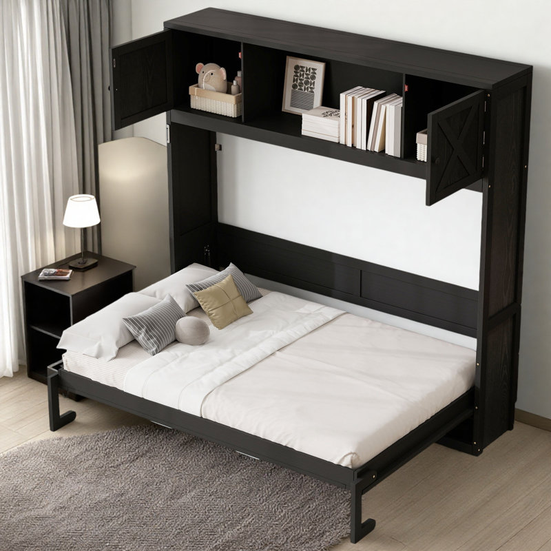 Lit escamotable double avec armoires de rangement