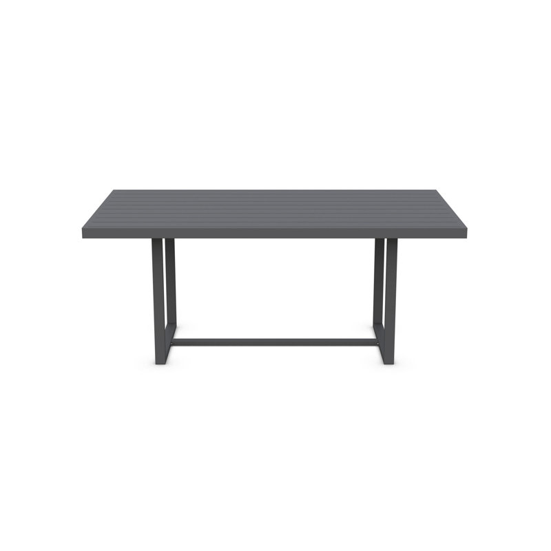 Pavia Power Coated Aluminum Dining Table, Matte Charcoal, 43.5" W x 96.06" L x 29.13" H