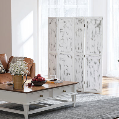 Paravent de 5,5 po avec paravent pliant blanc, 4 cloisons pour le salon, la chambre à coucher, un écran à 4 panneaux pour le bureau et une barrière de séparation