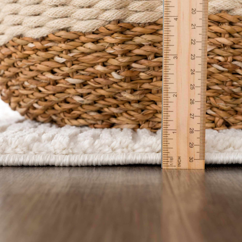 Jenell Striped Machine Woven Polypropylene Area Rug in Cream, Runner 2'7" x 7'3"