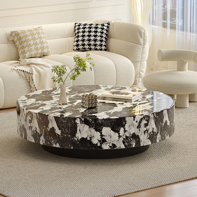 Simple luxury cream style marble coffee table