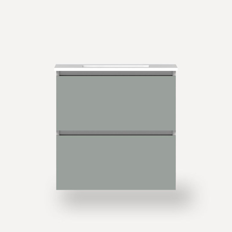 Curated Cartesian 31" Double Bathroom Vanity Set, Quartz White, Matte Gray, 31" Width