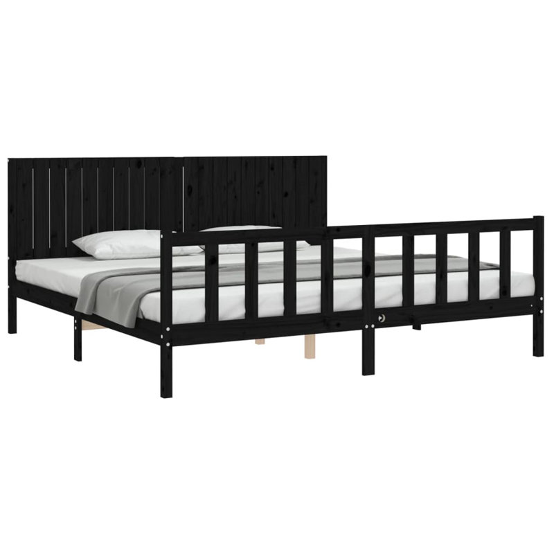 Kante EU Kingsize - 160 X 200 Cm Solid Wood Bed, 200 x 200cm, Black