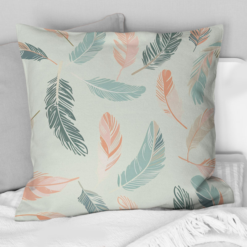 Coussin lombaire bohème rose et vert I, H 16 po x l 16 po, Carrée