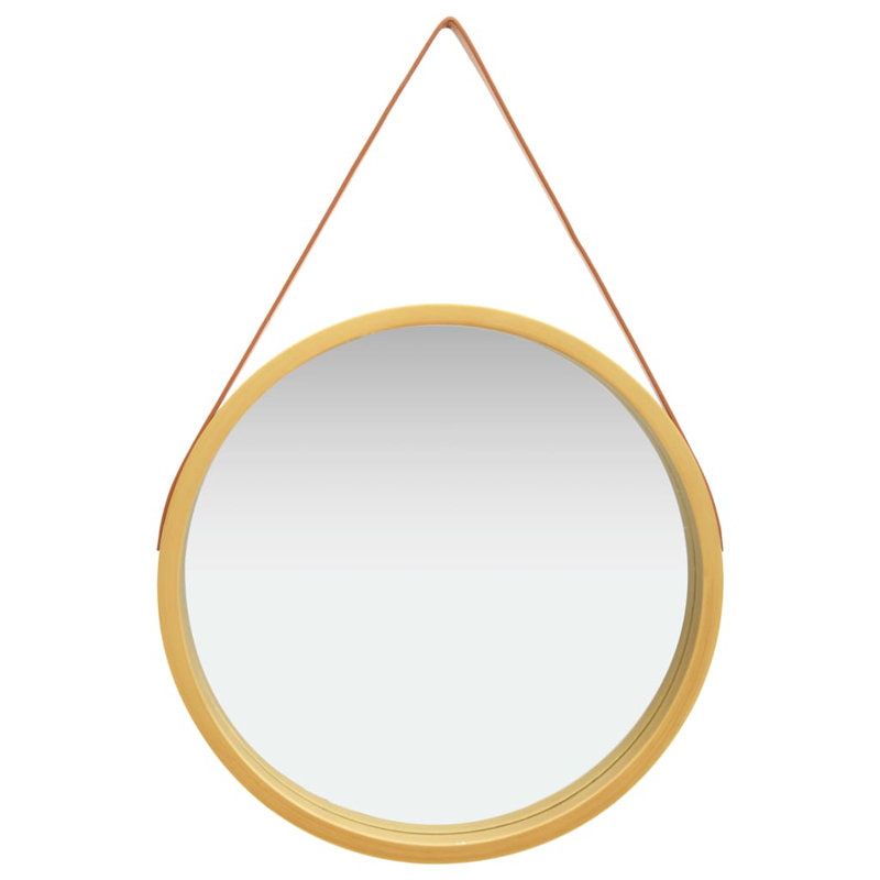 Hagood Wood Wall Mirror, Gold/Brown, 50cm H x 50cm W