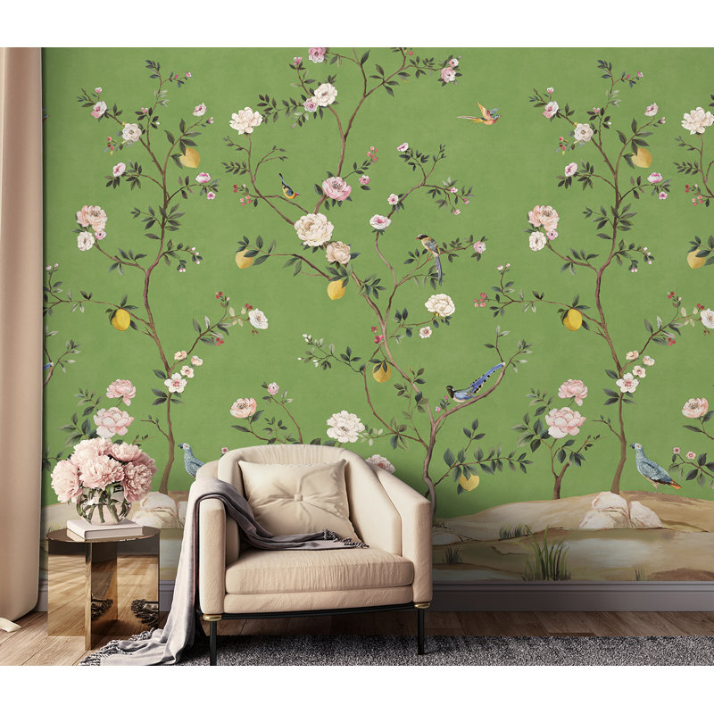  Murale peler et coller Green Blossom
