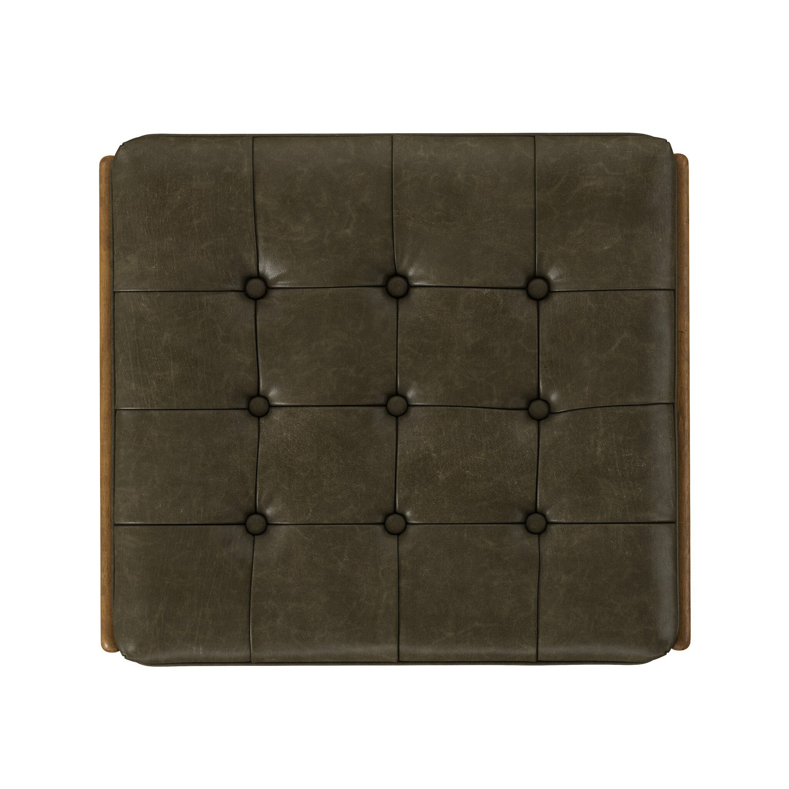 Marissa 27" Genuine Leather Ottoman, Dulane Moss