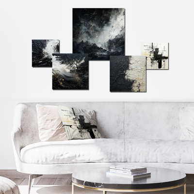 «Northern Sky Black Harmony», ensemble d'art mural 5 pièces Sky
