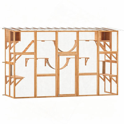 Villa d'extérieur pour chat avec conception modulaire, enclos extérieur spacieux pour chat, conception pour animal de compagnie à grande échelle