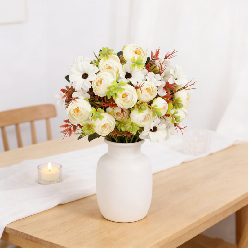 3 pièces de fleurs artificielles, bouquets de roses en soie, fleurs artificielles pour mariage de bureau à domicile