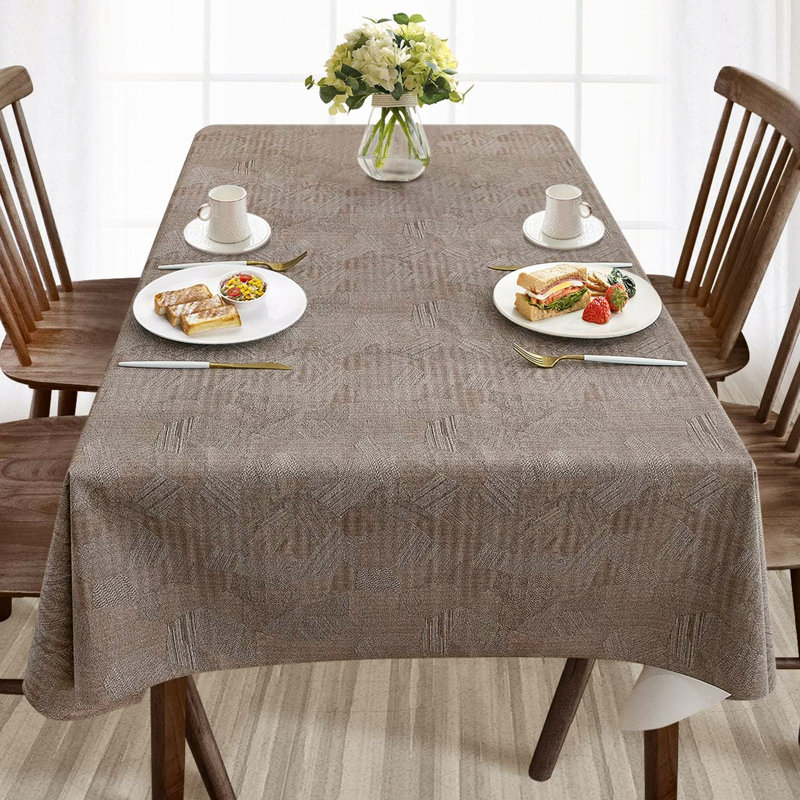 Vaillancourt Latitude Run® Vinyl Tablecloth, Brown, 106" x 55"