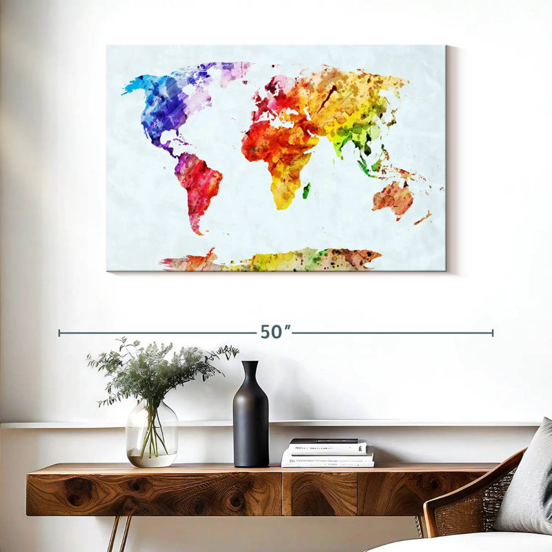 Aliaz Temperate World Map, 26" H x 39" W