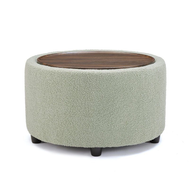 Table basse ronde avec rangement 28,1 "Teddy, Vert menthe