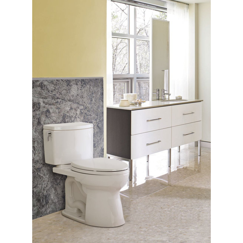 TOTO® Drake® II Two-Piece Elongated 1.28 GPF Universal Height Toilet with CEFIONTECT, Colonial White, Colonial White