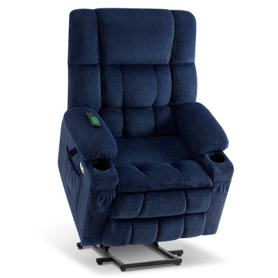 Large Dual Motor Power Lift Recliner Infinite Position with Massage and Heat for Tall People, Fabric