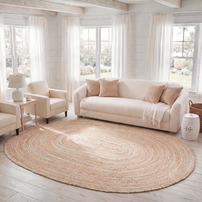 Tapis en coton tissé à la main Casen, Ovale 8 pi x 10 pi