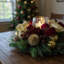 Jiair Hydrangea Holiday Evergreen Centerpiece with Pinecones, Ornaments, Berries and Glass Vase