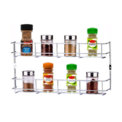 Buckingham 2 Tier Spice and Herb Rack Wall Mounted Kitchen Cupboard Storage Organiser 38.5 Cm