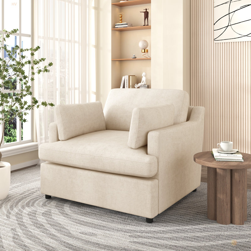 Fauteuil d'appoint surdimensionné Mirod - coussins d'accoudoirs confortables, style neutre polyvalent, design élégant, structure durable