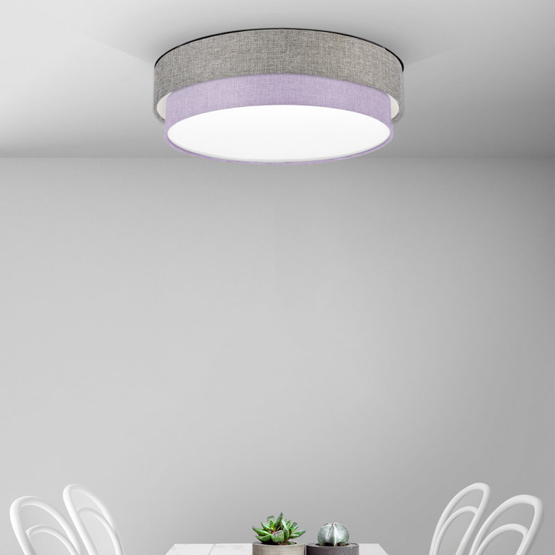 Avory Fabric Flush Mount, Silver Grey / Purple