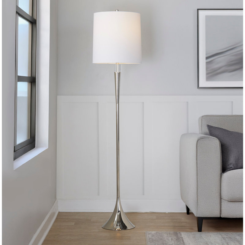 Metal Floor Lamp, Transparent / nickel / blanc