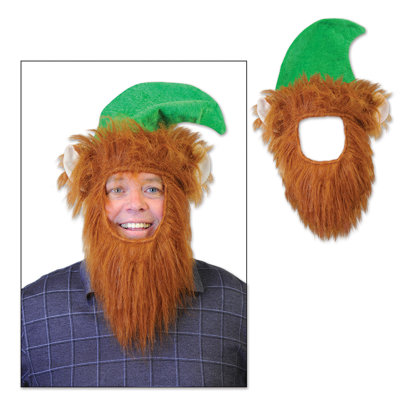 Chapeau vert de Noël avec barbe
