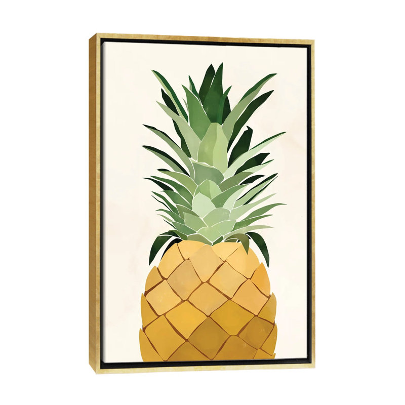 Pineapple Single par Bria Nicole - impression d'art graphique, H 26 po x l 18 po x 1,5 po, Toile encadrée d'or, Pas de tapis