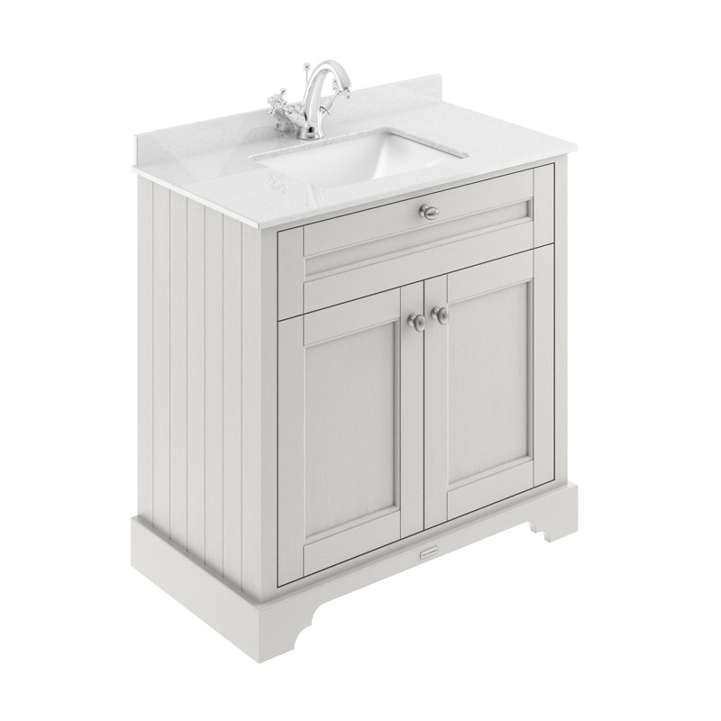 Old London 820mm Single Bathroom Vanity with Drop In Vitreous China Basin, Timeless Sand