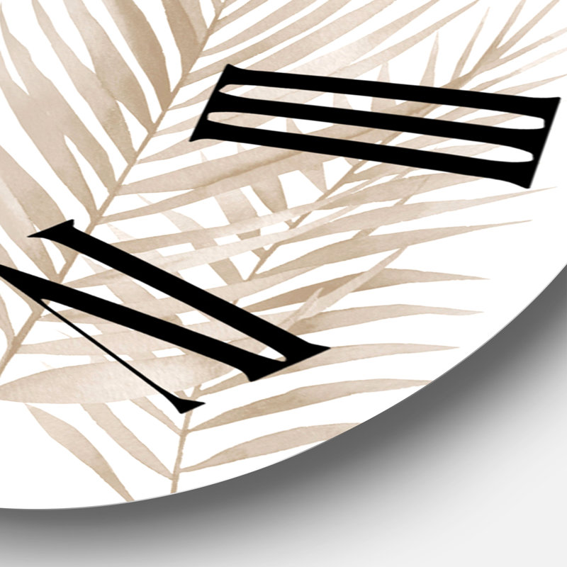 Tropical Beiges Leaves - Horloge murale traditionnelle, Surdimensionné