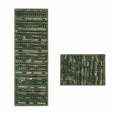 2-Piece Vintage Kitchen Rug Set, Thick Non-Slip Washable Floor Mats, Stain Resistant Runner Carpets for Kitchen, Entryway, Hallway & Laundry Room